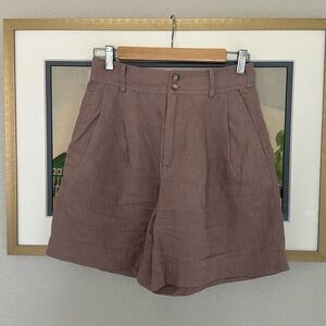 Madewell High Waist Linen Shorts in Lilac